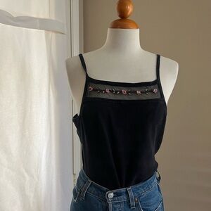 Joseph A Silk Blend Floral Detail Strappy Top